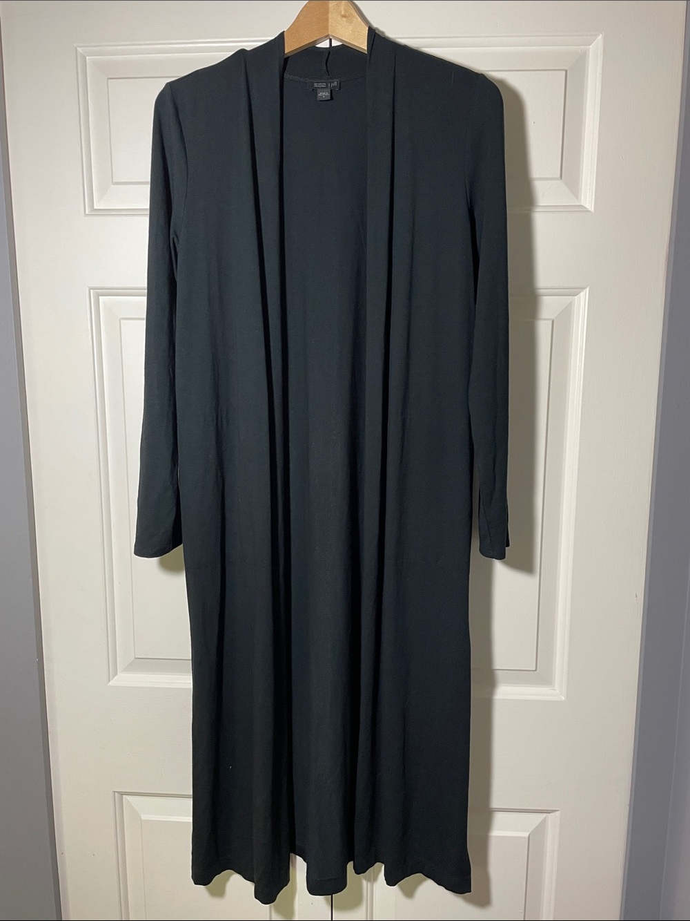 Jjill Long Black Open-Front Duster Cardigan